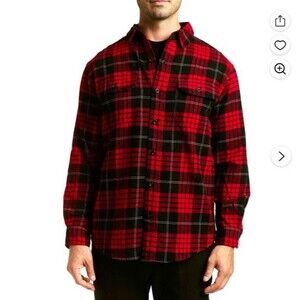 Mens Rainforest Signature Brushed Flannel Shirt Red Plaid Size medium msrp: $89